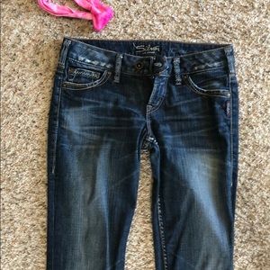 Extra long silver jeans